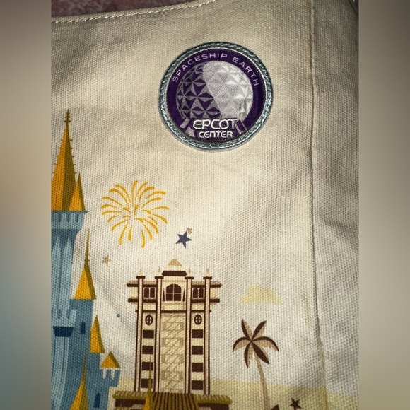 Disney Handbag Walt Disney World PARKS 1971 canvas shoulder Bag Purse Patches - Picture 2 of 13
